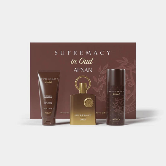 Supremacy In Oud Gift Set By Afnan - 100ml Extrait De Parfum ,150ml Shower Gel ,150ml Deoderant