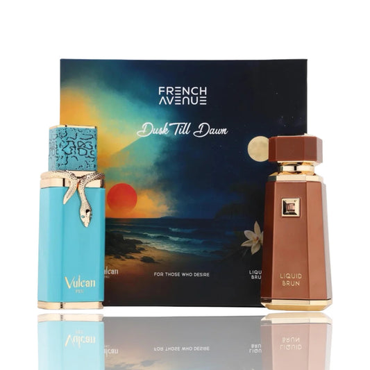 French Avenue Dusk till Dawn Gift Set 100ml Liquid Brun & 100ml Vulcan Feu for Those Who Desire ( exclusive website only price )