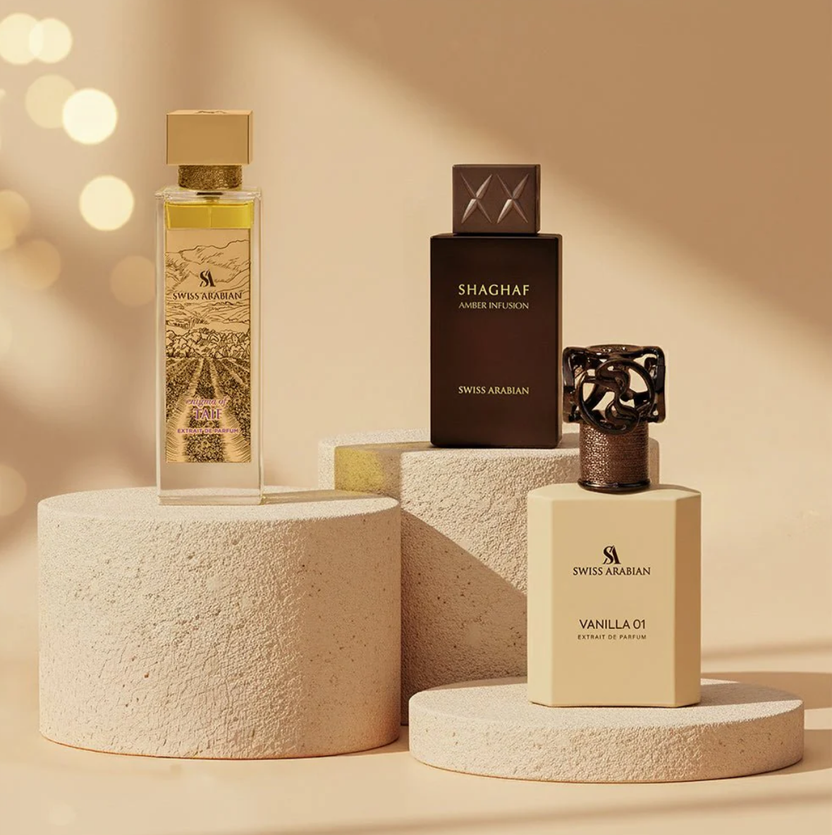 Collectors Bundle By Swiss Arabian - 1 x 100ml Extrait De parfum + 1 x 75ml Eau De Parfum + 1 x 50ml Extrait De Parfum